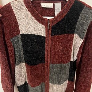 Croft & Barrow Women's Colorblock Cardigan - Red, Black, Gray, Cream